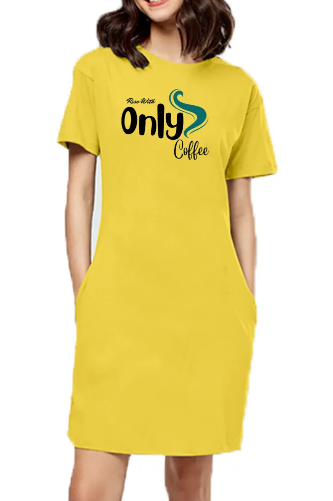Only Coffee Women Golden Yellow Cotton T-Shirt Dress