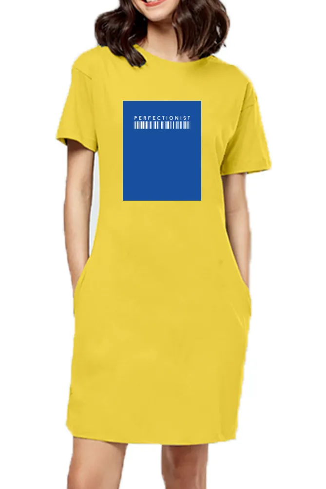 Perfectionist Women Golden Yellow Color Cotton T-Shirt Dress
