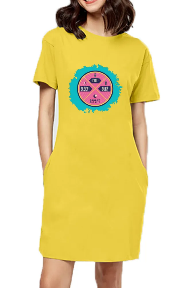 Girl In Eat Sleep Repeat T-shirt Dress