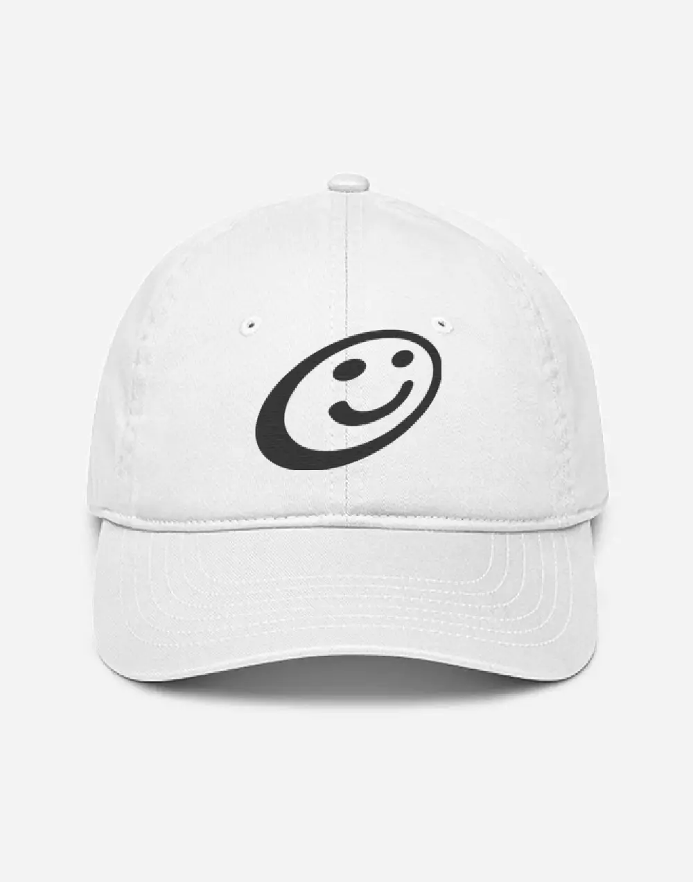 Smiley Embroidered White Cap