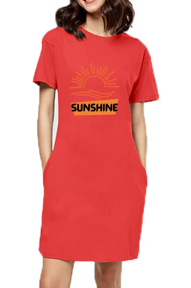 Sunshine Red Long Top T-shirt Dress