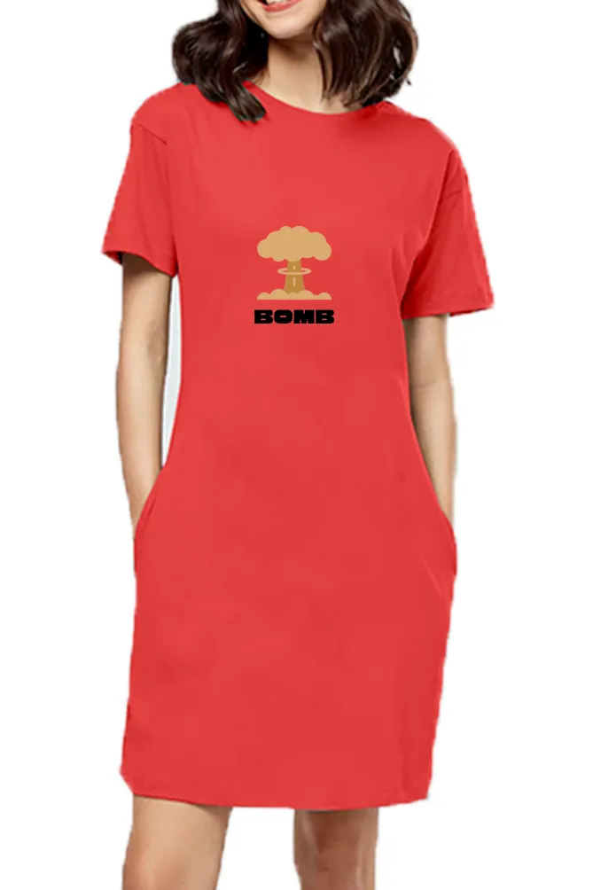 Bomb Red T-shirt Dress Cotton Top
