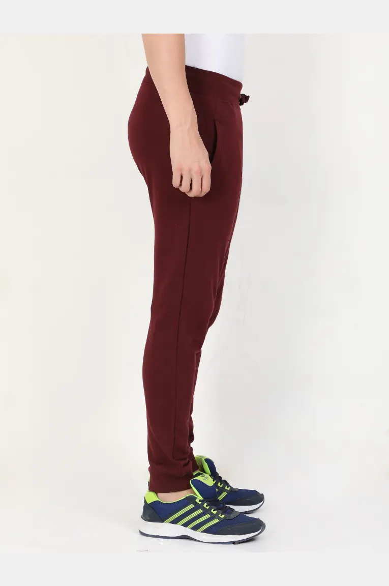 Plain Maroon Cotton Joggers Track Pant - Image 7