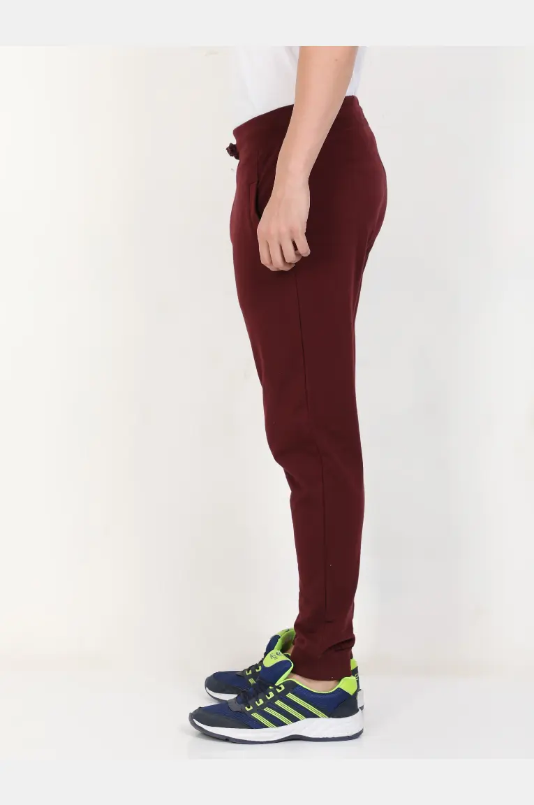Plain Maroon Cotton Joggers Track Pant - Image 2