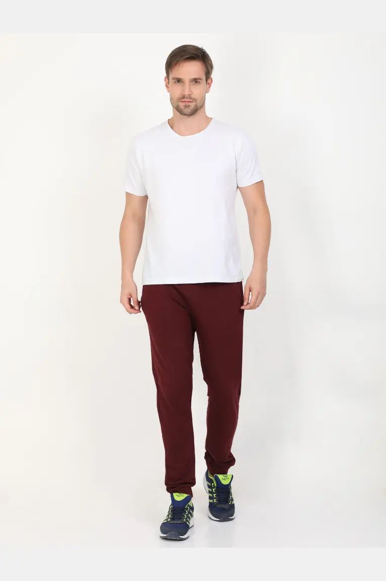 Plain Maroon Cotton Joggers Track Pant - Image 4