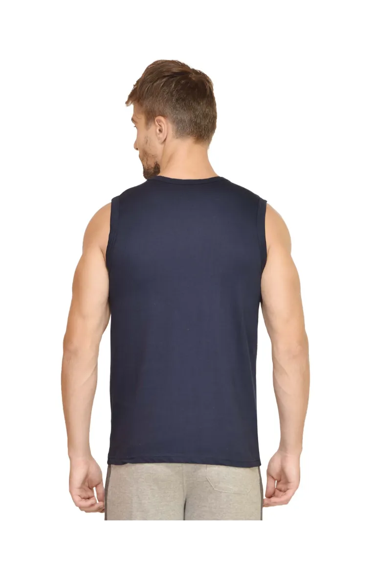 Big Dreams Men Regular Fit Sleeveless Navy Blue T-shirt - Image 2