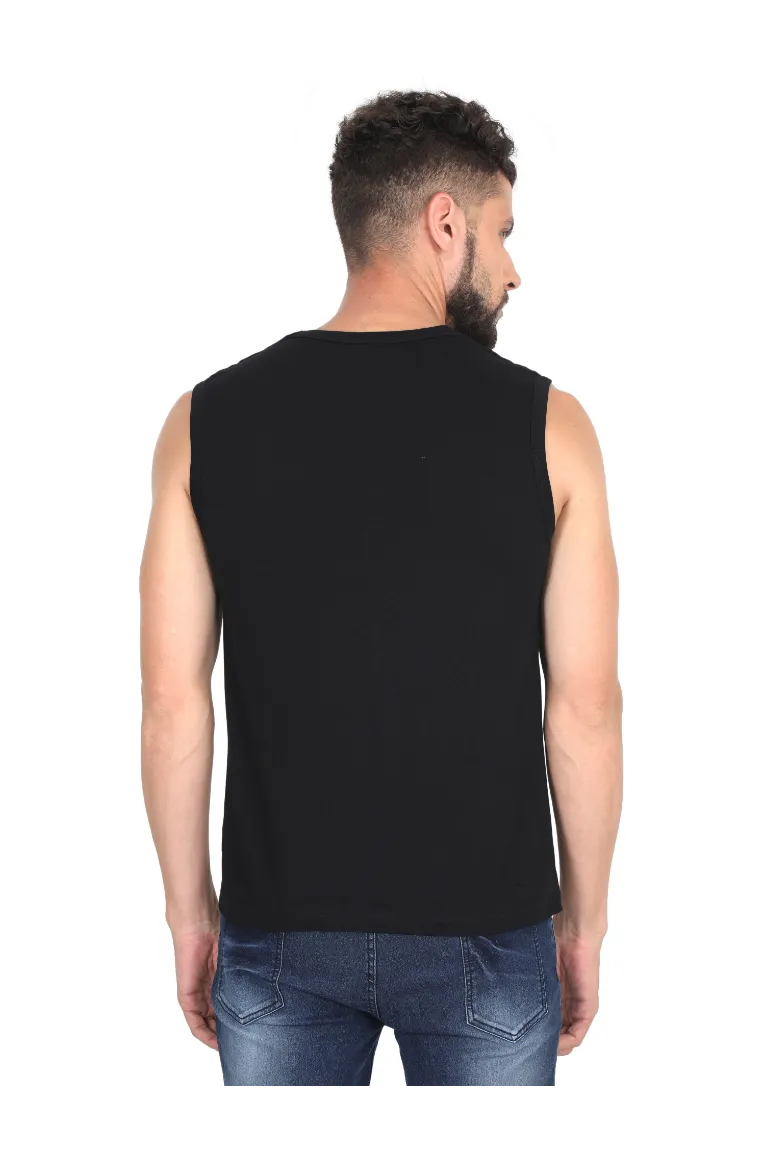 Begin Men Sleeveless Cotton Black T-shirt - Image 2