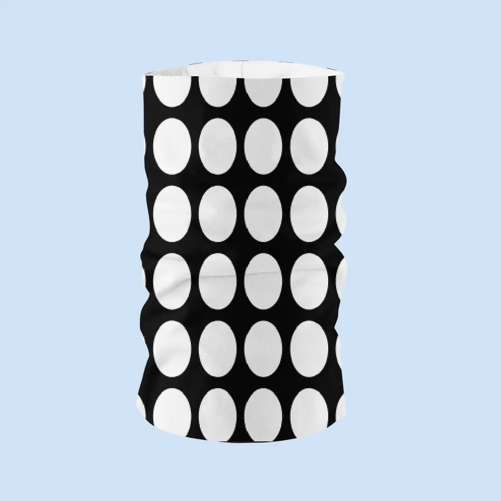 Oval Print Black White Face Bandana Mask - Image 2