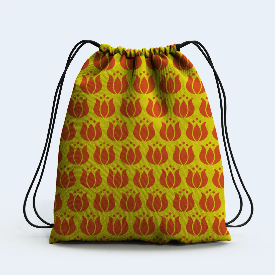 Product Saffron Lotus on Yellow Drawstring Bag