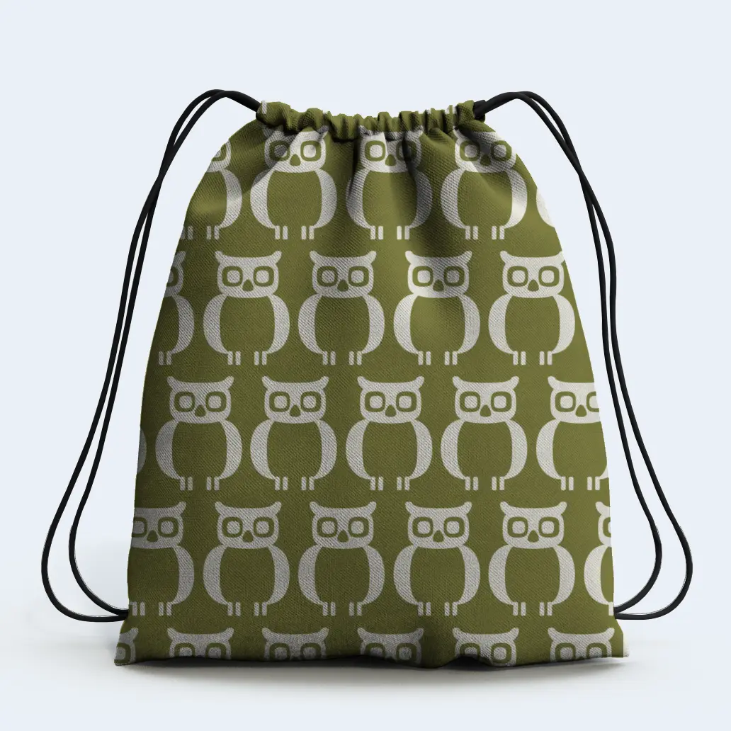 Owl Print Hiking/Casual Drawstring Bag