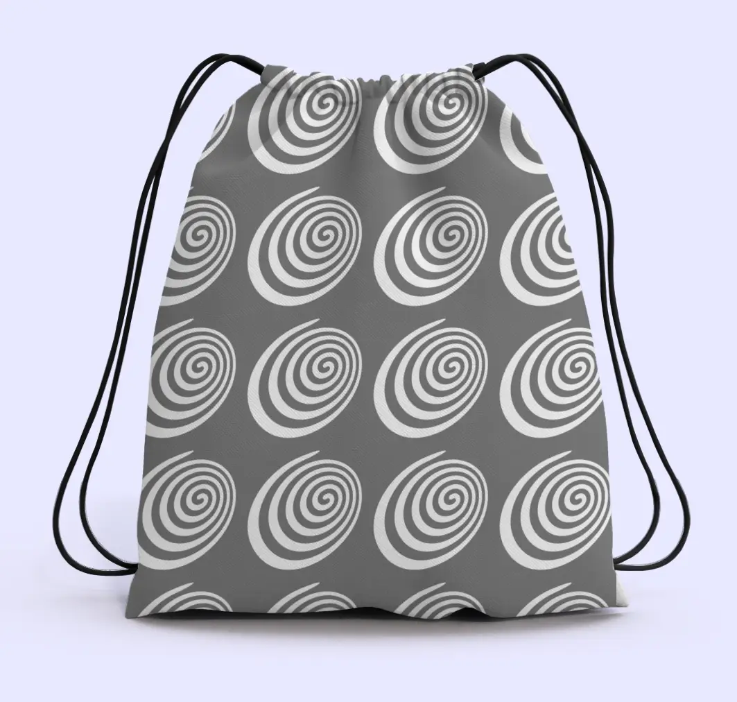 Grey Spiral Drawstring Bag
