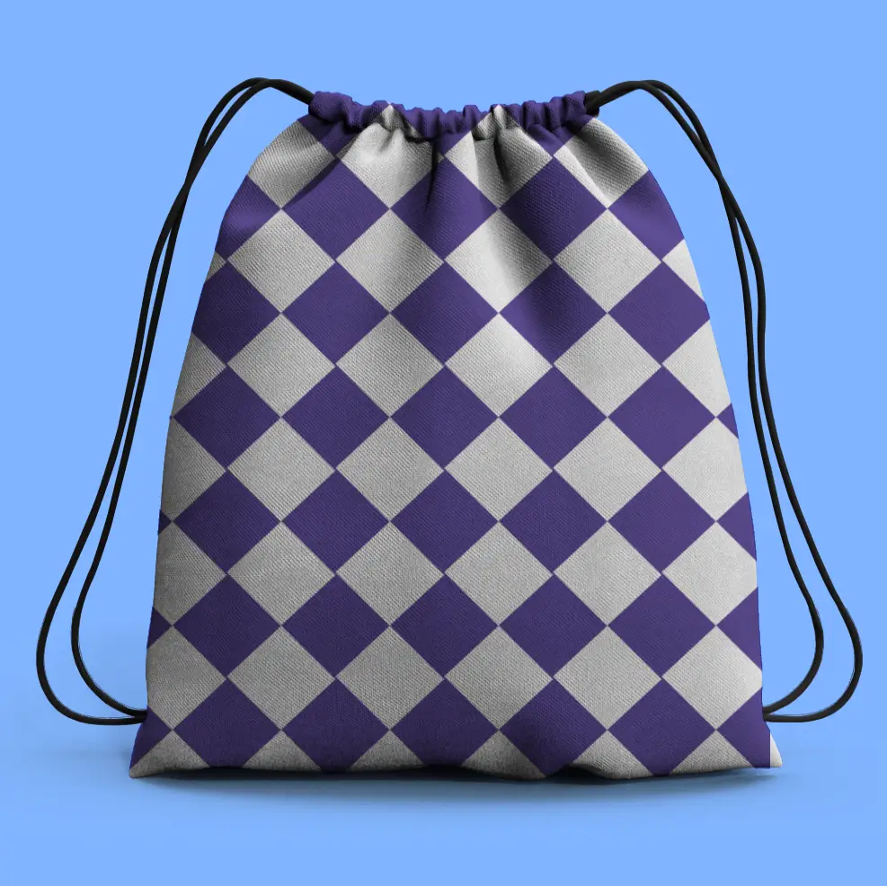 Diamond Sporty Purple White Drawstring Bag