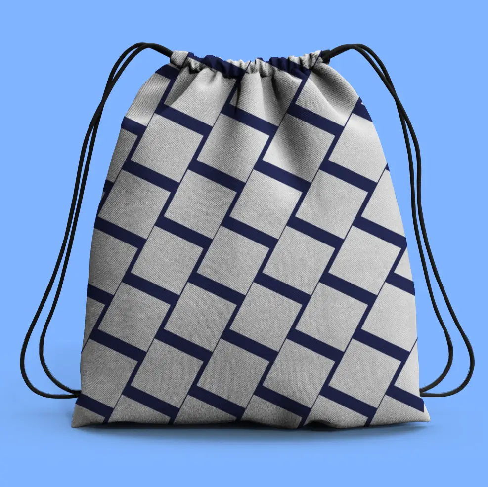 White Simple Casual Drawstring Bag