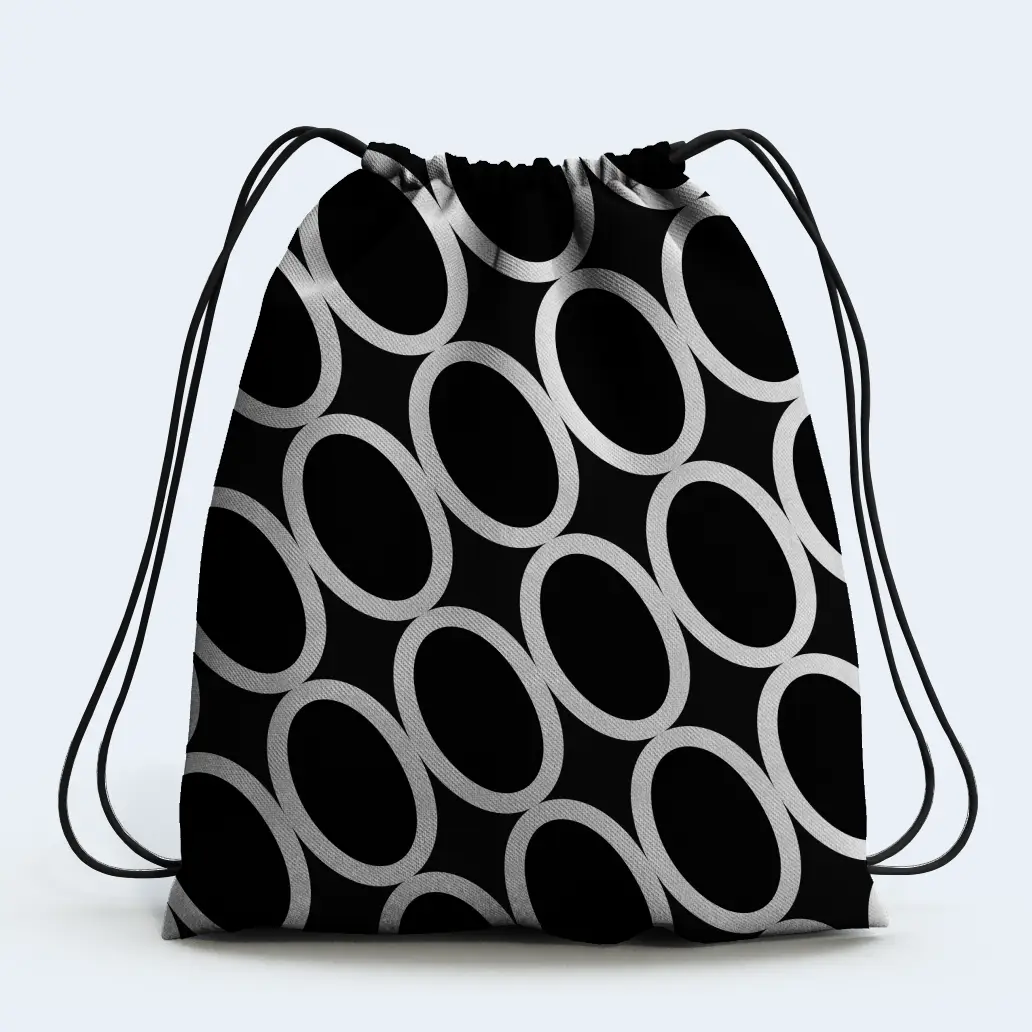 Black White Drawstring Bag