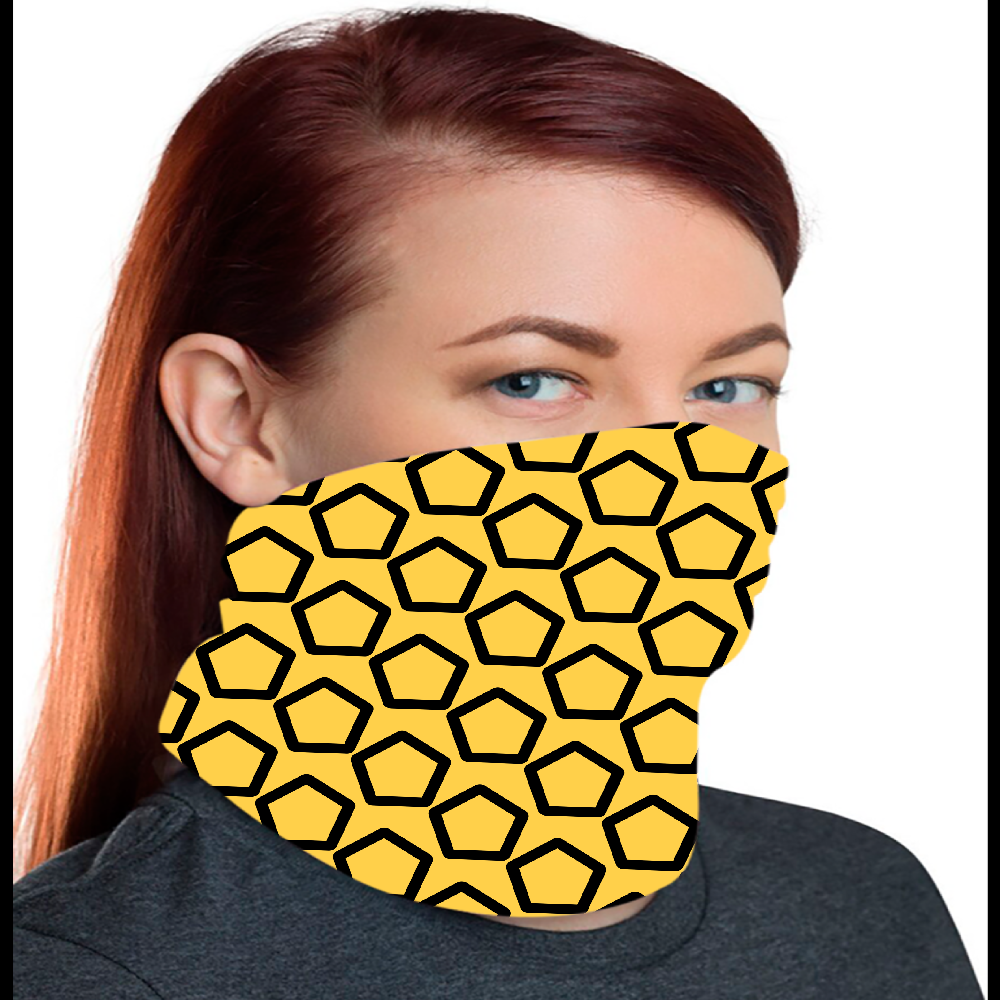 Yellow Hex Print Face Bandana Mask - Image 4