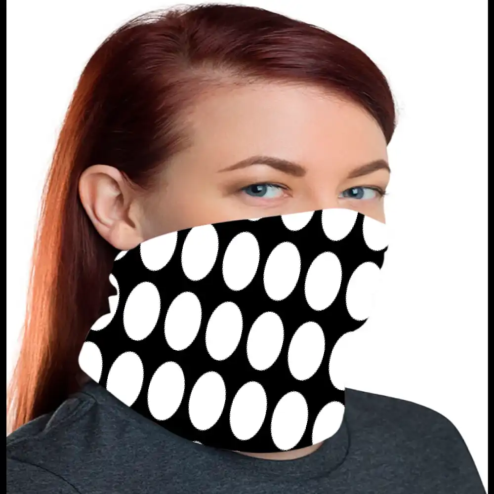 Oval Print Black White Face Bandana Mask