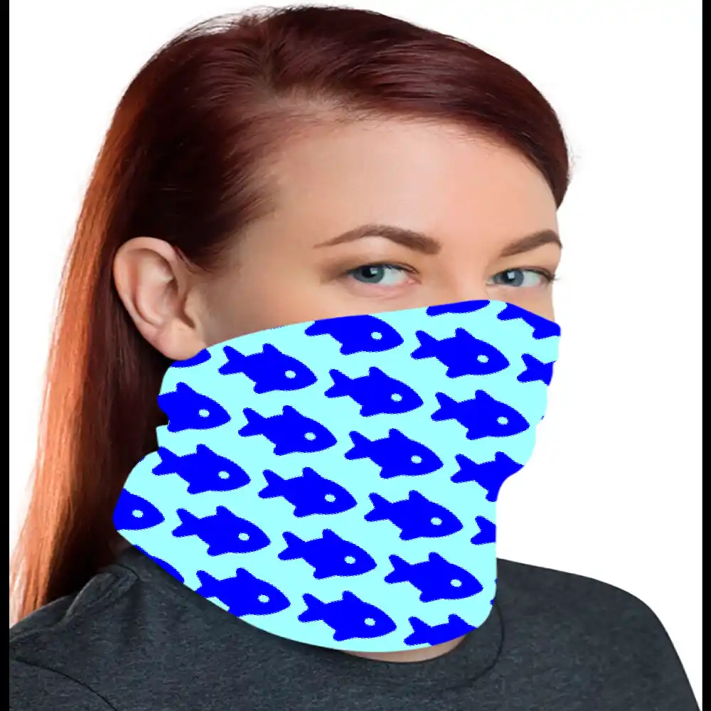 Blue Fish Face Bandana Mask