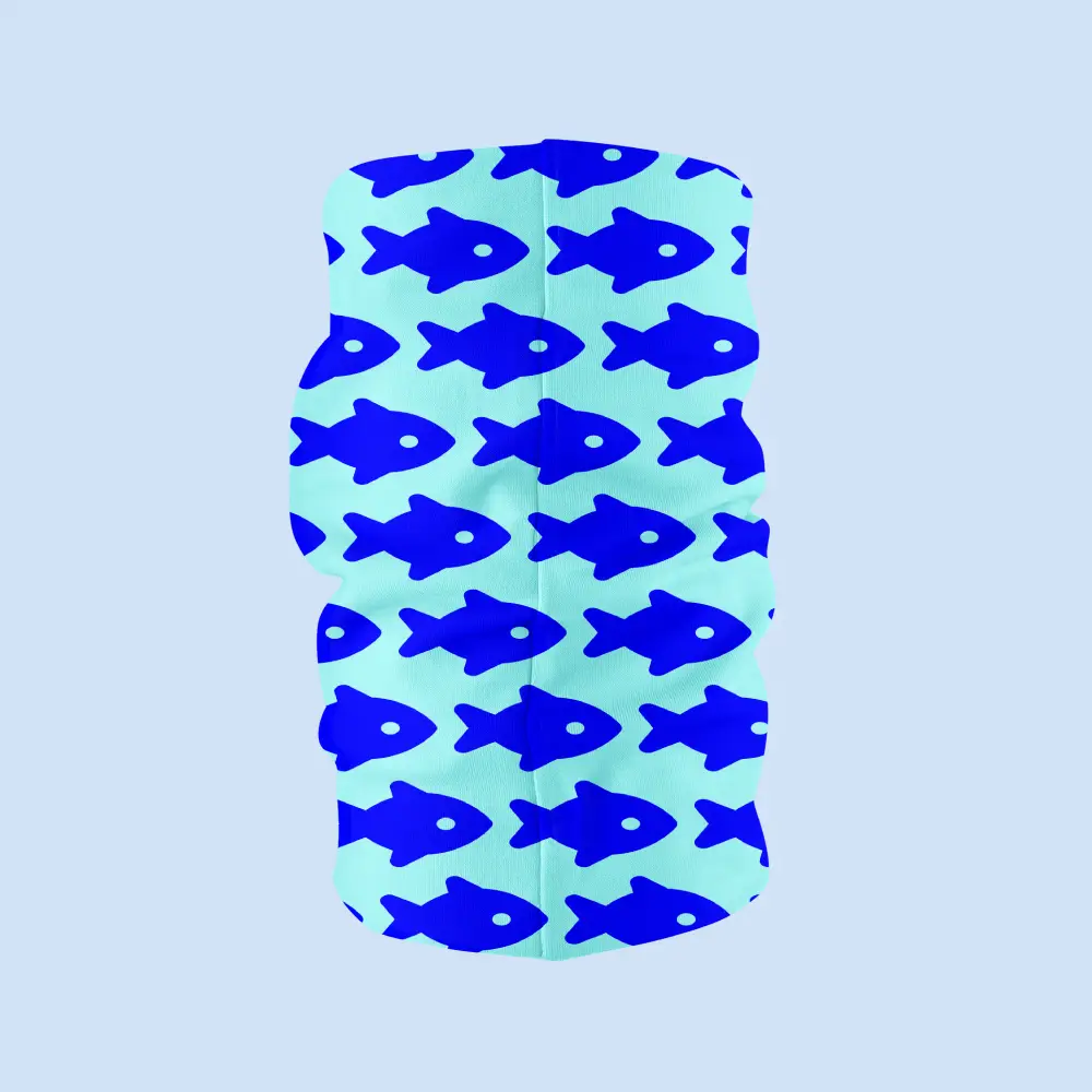 Blue Fish Face Bandana Mask - Image 4