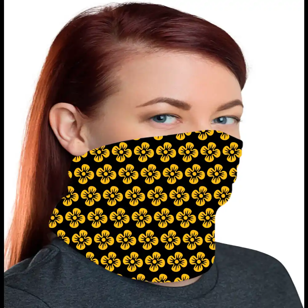 Black Floral Face Bandana Mask