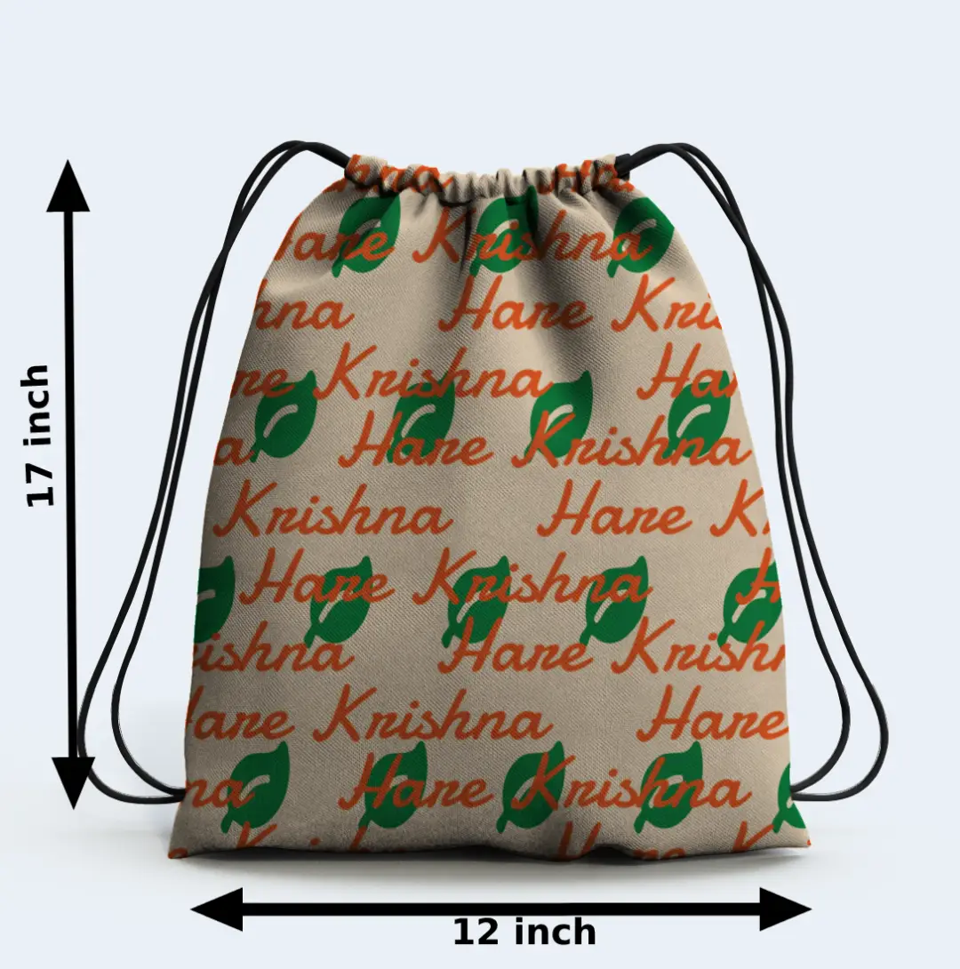 Hare Krishna Polyester Drawstring Bag - Image 2