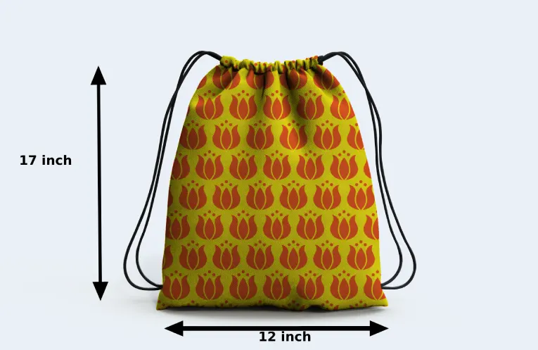 Lotus Print Drawstring Bag - Image 2