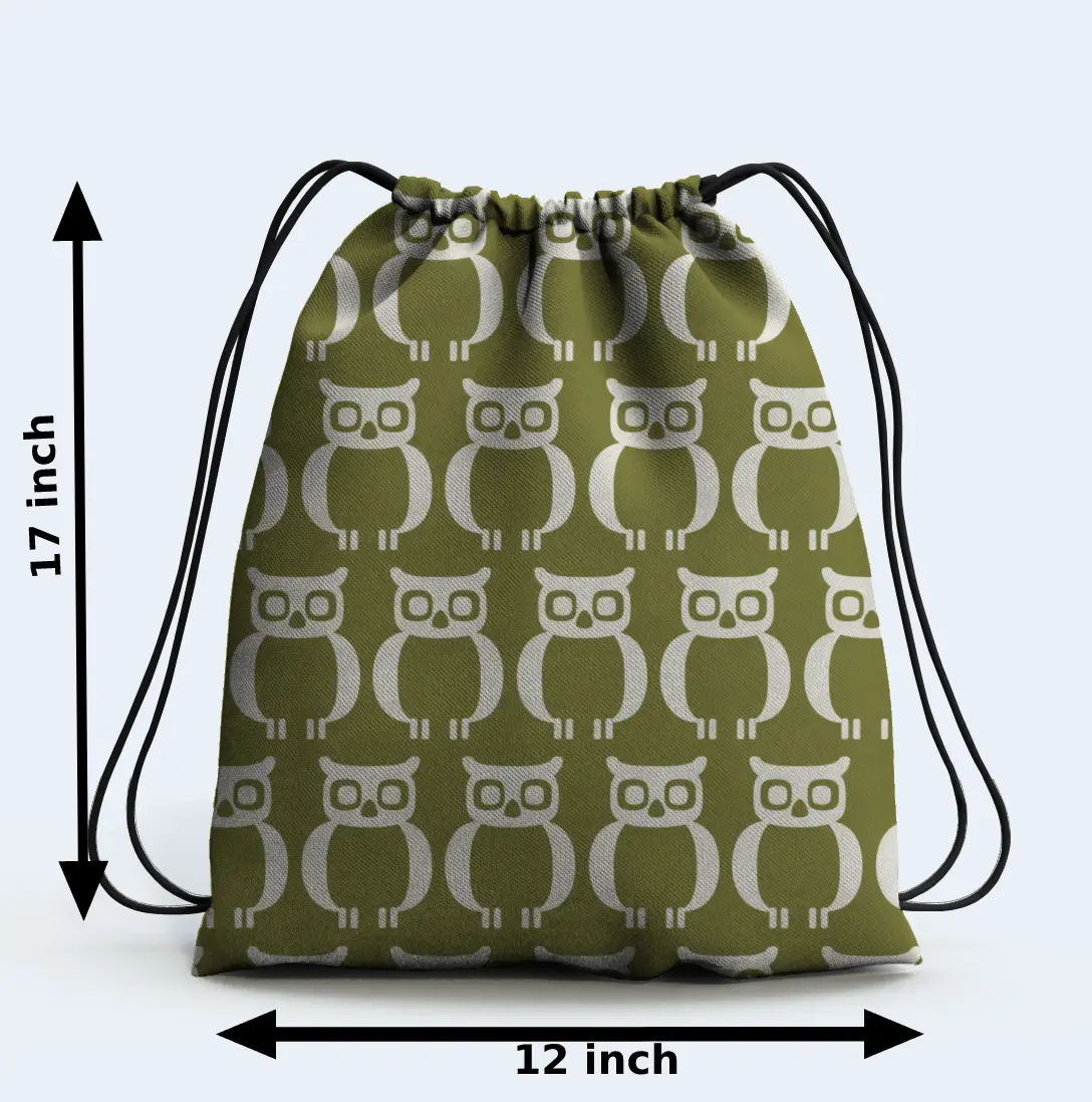 Owl Print Hiking/Casual Drawstring Bag - Image 2