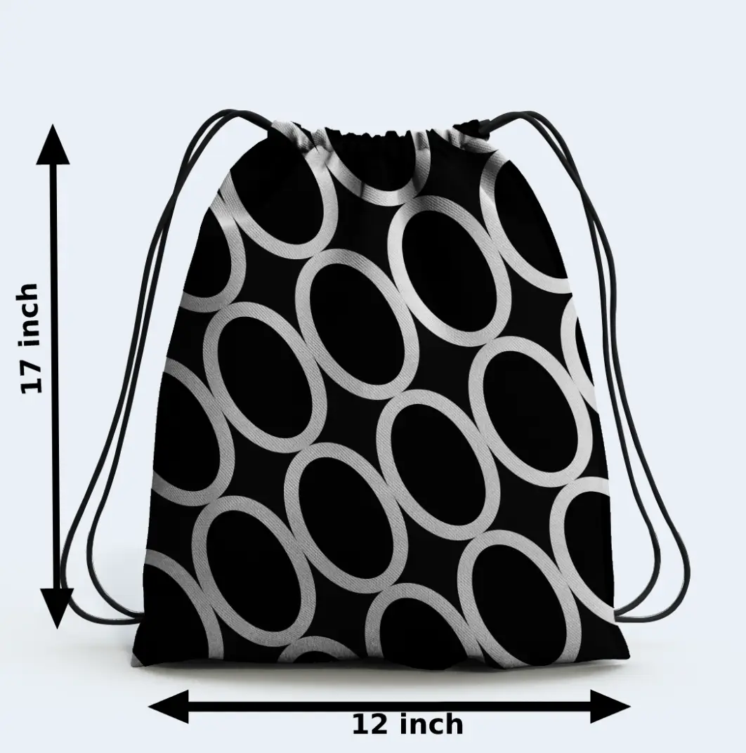 Black White Drawstring Bag - Image 2
