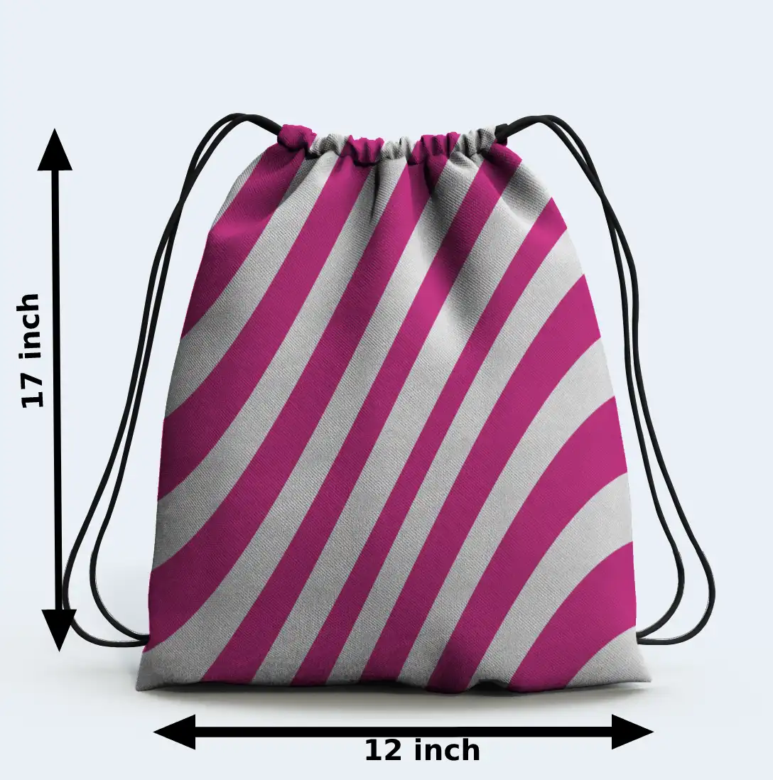 Stripped Design Polyester Drawstring Bag - Image 2