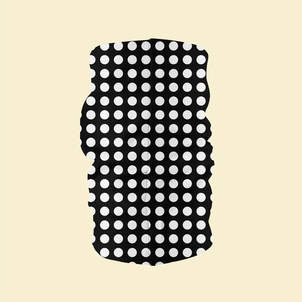 Black White Polka Bandana, Neck Gaiter Mask - Image 3