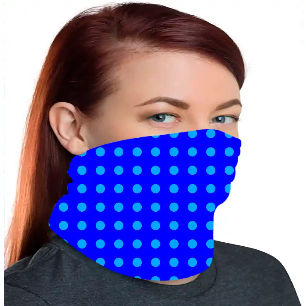 Blue Polka Bandana, Neck Gaiter Mask