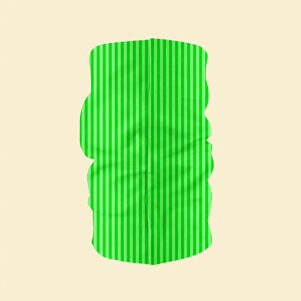 Green Striped Bandana, Neck Gaiter Mask - Image 3