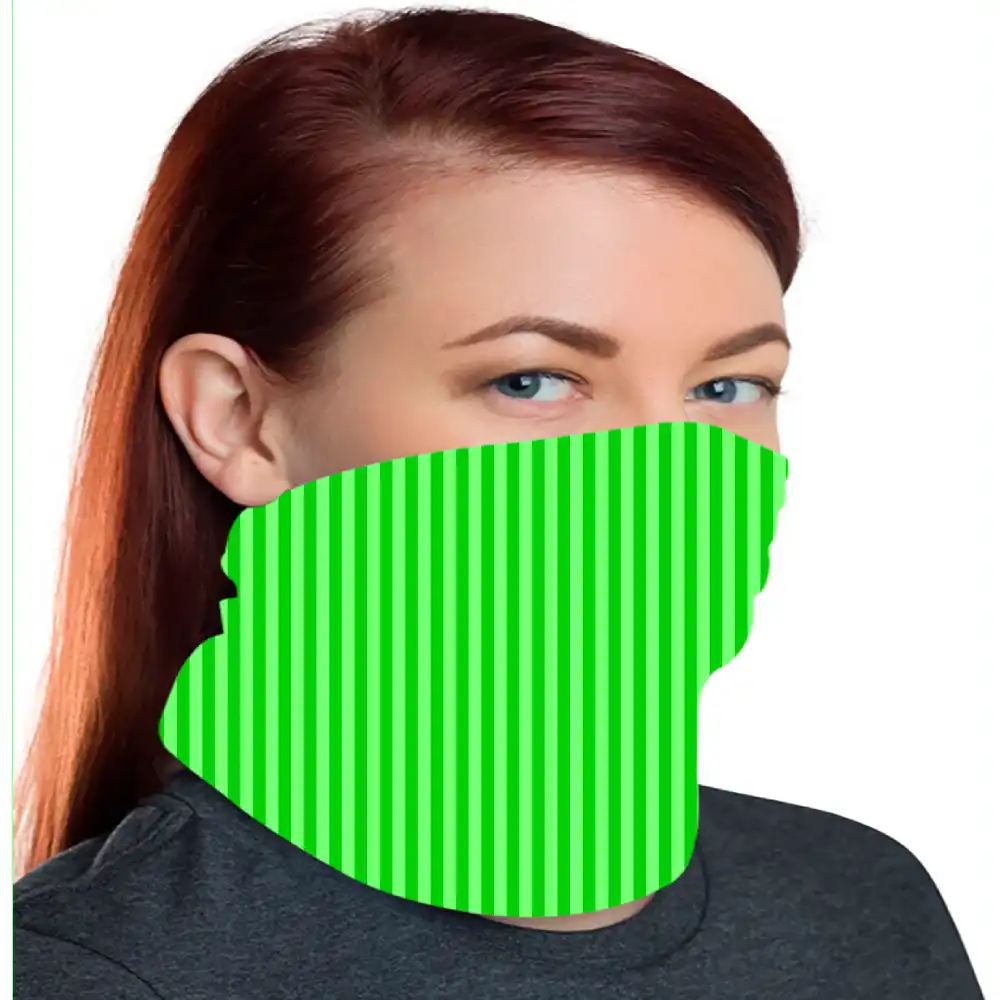 Green Striped Bandana, Neck Gaiter Mask