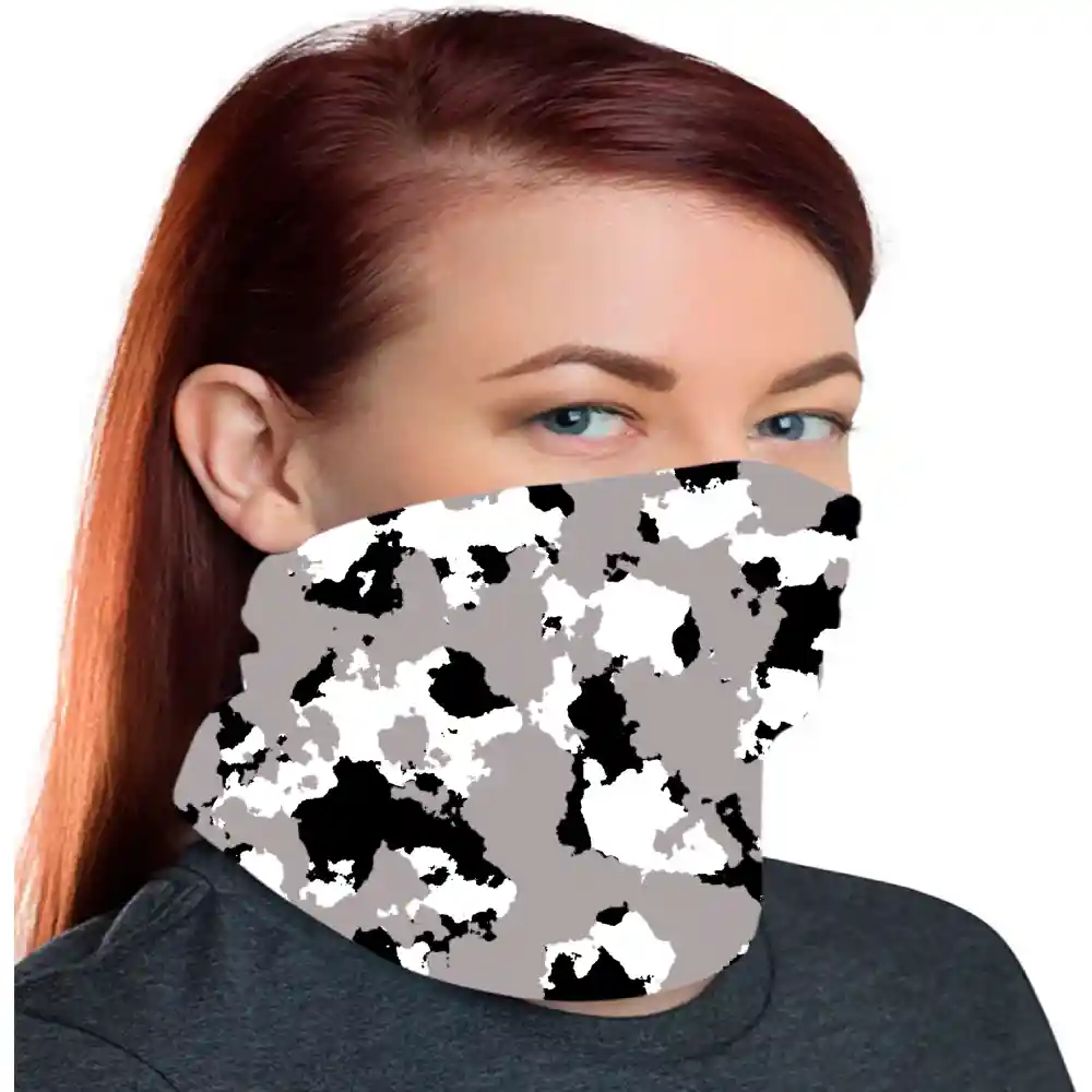 Grey Black Dirty Camouflage Bandana, Neck Gaiter Mask