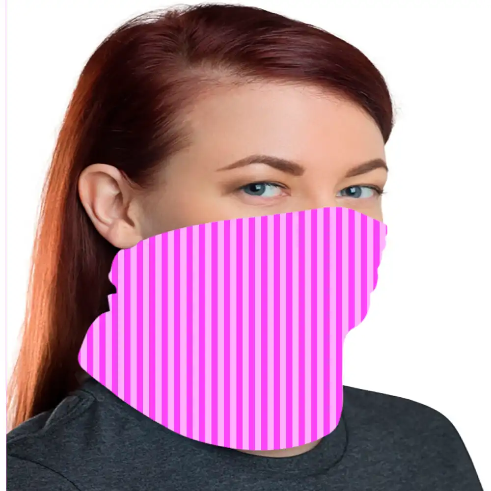 Pink Striped Bandana, Neck Gaiter Mask