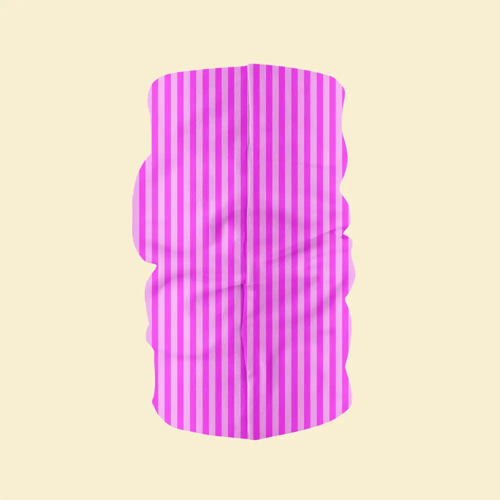 Pink Striped Bandana, Neck Gaiter Mask - Image 3