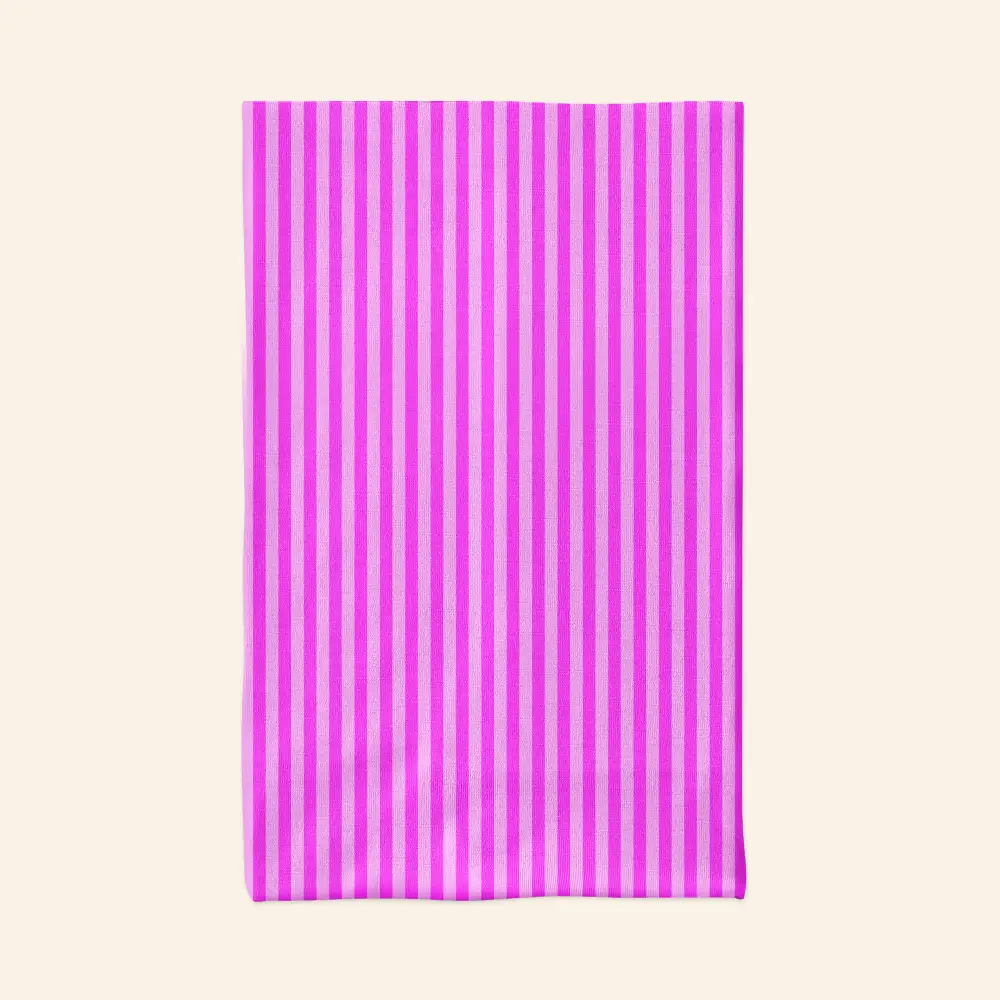 Pink Striped Bandana, Neck Gaiter Mask - Image 2