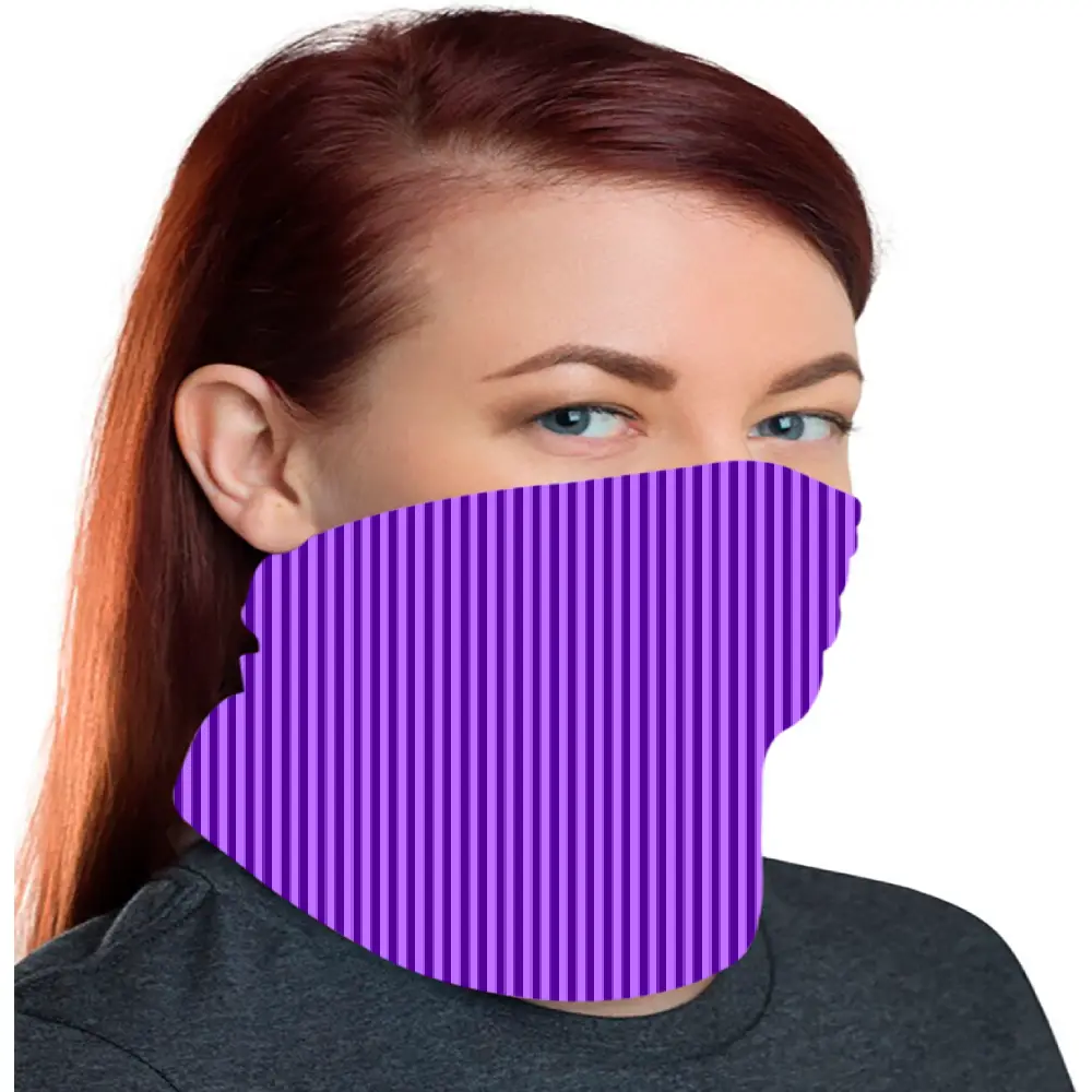 Purple Striped Bandana, Neck Gaiter Mask