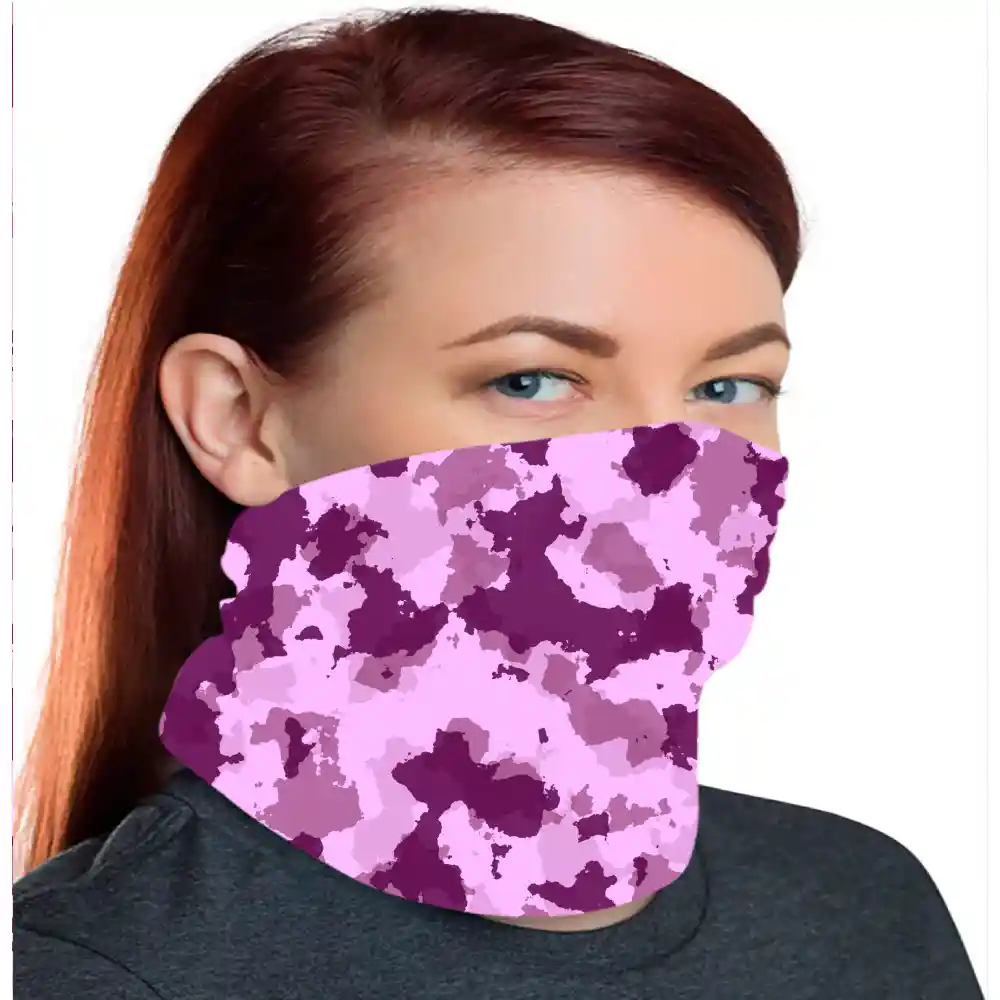 Purple Dirty Camouflage Bandana, Neck Gaiter Mask