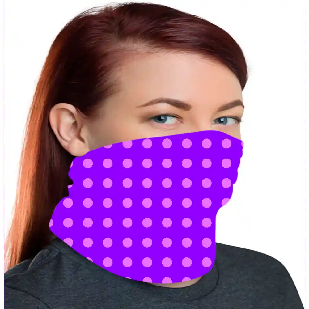 Purple Polka Bandana, Neck Gaiter Mask