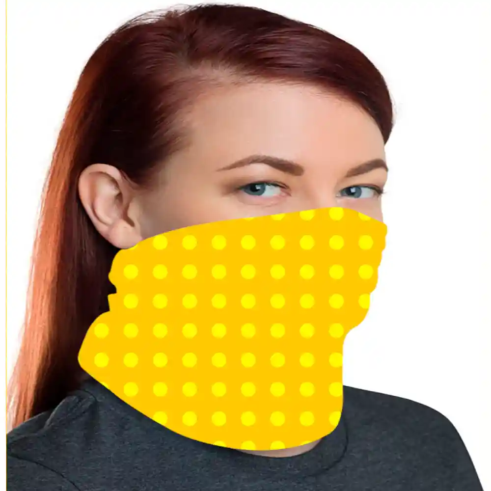 Yellow Polka Bandana, Neck Gaiter Mask