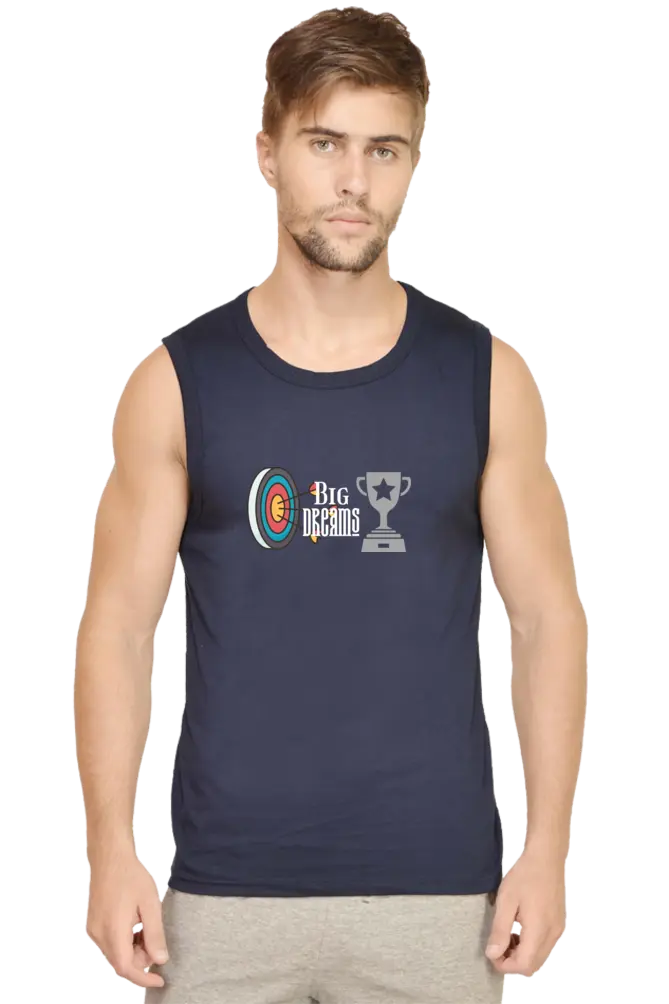 Big Dreams Men Regular Fit Sleeveless Navy Blue T-shirt