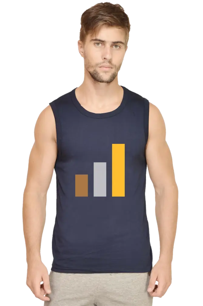 Bronze Silver Gold Navy Blue Men Sleeveless Cotton T-shirt