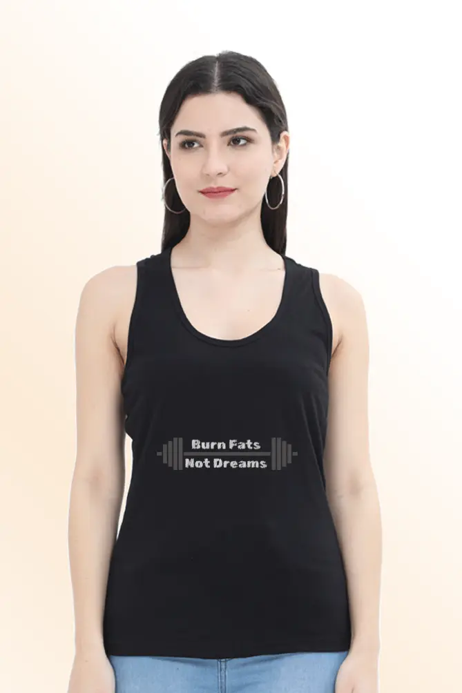 Burn Fats Women Black Tank Top