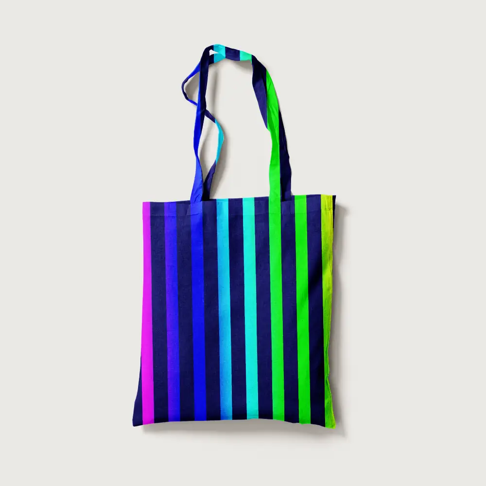 Colorful Rainbow Strips Canvas Fabric Tote Bag