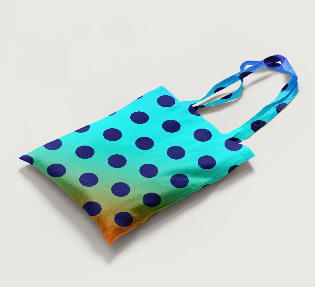 Polka Dots Color Canvas Fabric Tote Bag