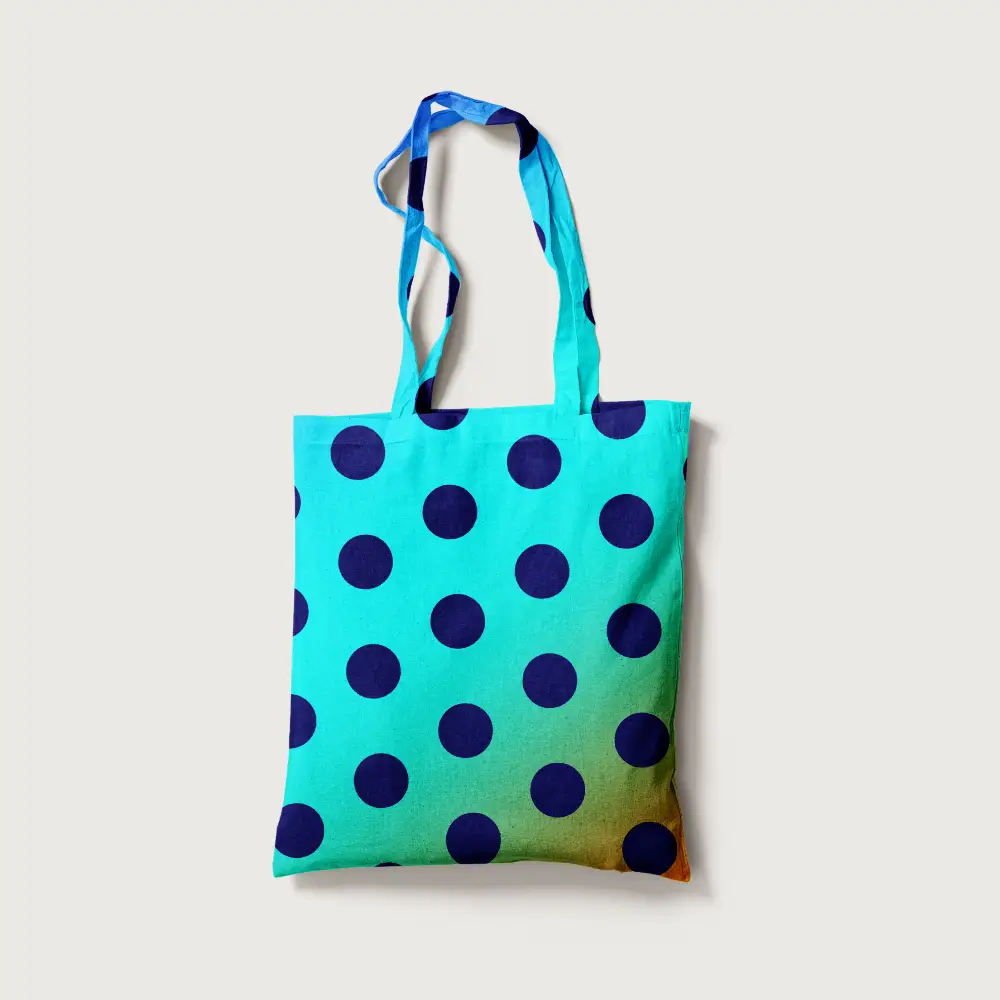 Polka Dots Color Canvas Fabric Tote Bag - Image 2