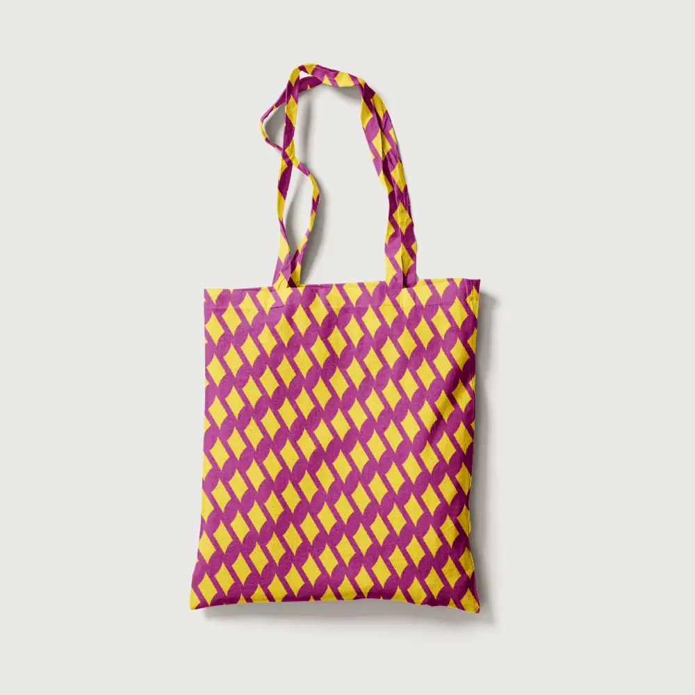 Peach Yellow Canvas Fabric Tote Bag