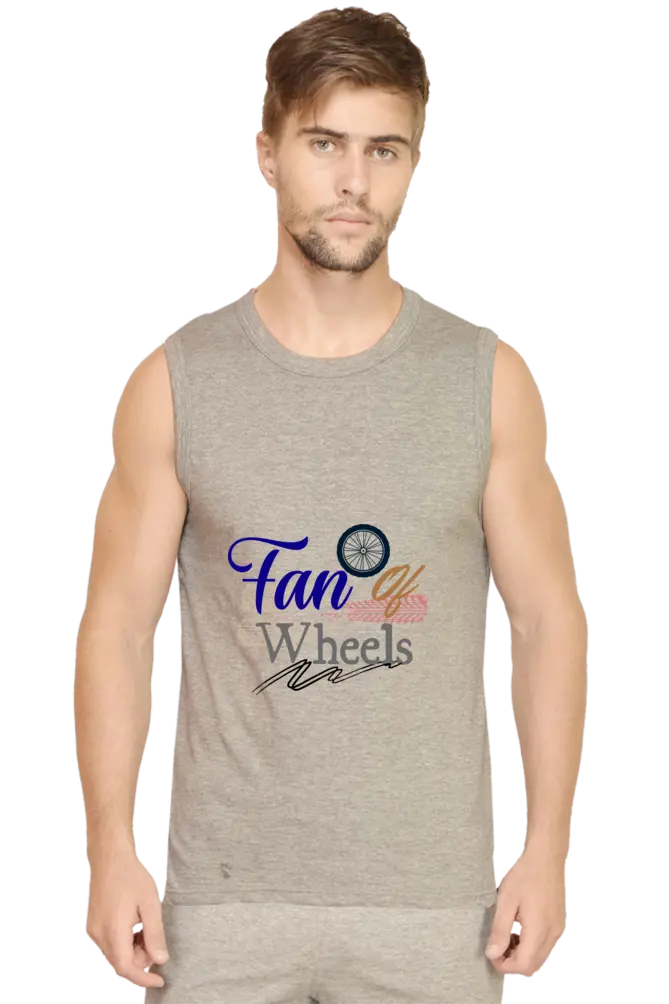 Quote Fan Of Wheels Printed On Men Sleeveless T-shirt