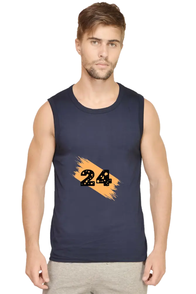 Fancy24 Navy Blue Men Cotton Vest