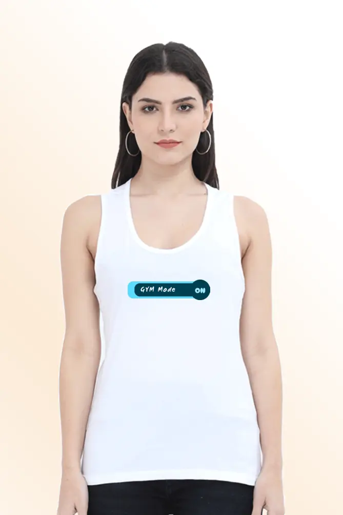 Gym Mode On Women White Tank Top